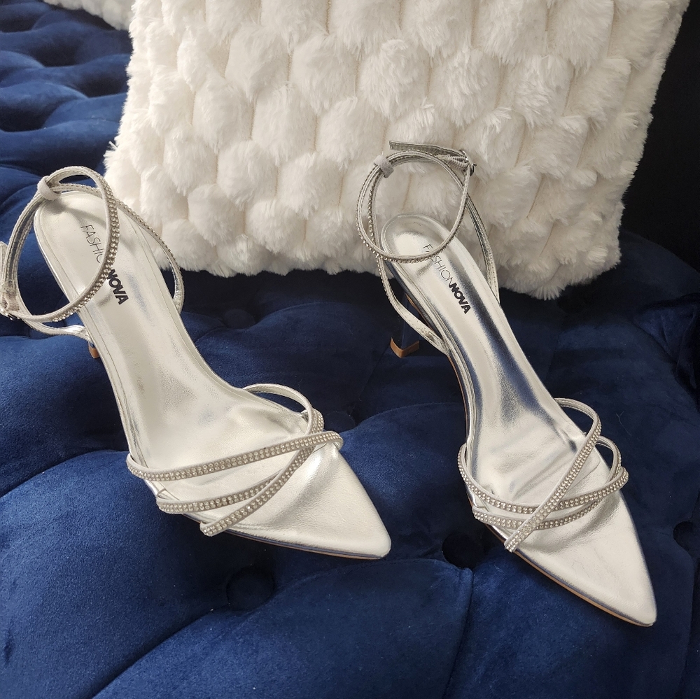 Silver Rhinestone Heels